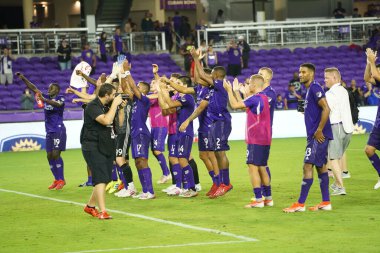 Orlando City SC, 19 Haziran 2019 Çarşamba günü Orlando 'daki Exploria Stadyumu' nda düzenlenen ABD Açık Kupası sırasında New England Devrimi 'ne ev sahipliği yaptı. Fotoğraf: Marty Jean-Louis