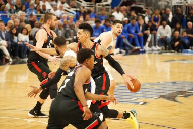 Orlando Magic 19 Nisan 2019 Cuma günü Orlando Florida 'daki Amway Arena' da düzenlenen NBA Playoff 1 'de Toronto Rapters' a ev sahipliği yapıyor. Fotoğraf: Marty Jean-Louis