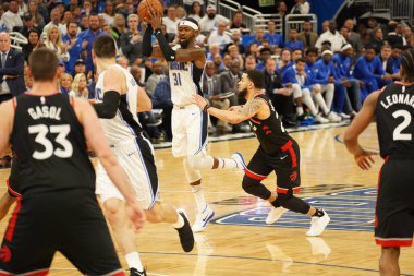 Orlando Magic 19 Nisan 2019 Cuma günü Orlando Florida 'daki Amway Arena' da düzenlenen NBA Playoff 1 'de Toronto Rapters' a ev sahipliği yapıyor. Fotoğraf: Marty Jean-Louis