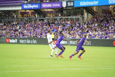 Orlando City SC, 19 Haziran 2019 Çarşamba günü Orlando 'daki Exploria Stadyumu' nda düzenlenen ABD Açık Kupası sırasında New England Devrimi 'ne ev sahipliği yaptı. Fotoğraf: Marty Jean-Louis