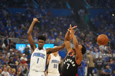 Orlando Magic 21 Nisan 2019 tarihinde Orlando Florida 'daki Amway Arena' da oynanan NBA Playoff 1 'de Toronto Rapters' a ev sahipliği yapıyor. Fotoğraf: Marty Jean-Louis Fotoğraf: Marty Jean-Louis