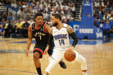 Orlando Magic 19 Nisan 2019 Cuma günü Orlando Florida 'daki Amway Arena' da düzenlenen NBA Playoff 1 'de Toronto Rapters' a ev sahipliği yapıyor. Fotoğraf: Marty Jean-Louis