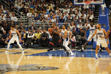 Orlando Magic 19 Nisan 2019 Cuma günü Orlando Florida 'daki Amway Arena' da düzenlenen NBA Playoff 1 'de Toronto Rapters' a ev sahipliği yapıyor. Fotoğraf: Marty Jean-Louis