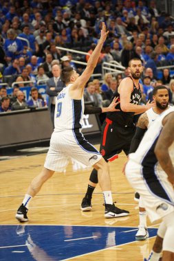 Orlando Magic 21 Nisan 2019 tarihinde Orlando Florida 'daki Amway Arena' da oynanan NBA Playoff 1 'de Toronto Rapters' a ev sahipliği yapıyor. Fotoğraf: Marty Jean-Louis Fotoğraf: Marty Jean-Louis