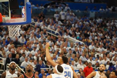 Orlando Magic 19 Nisan 2019 Cuma günü Orlando Florida 'daki Amway Arena' da düzenlenen NBA Playoff 1 'de Toronto Rapters' a ev sahipliği yapıyor. Fotoğraf: Marty Jean-Louis