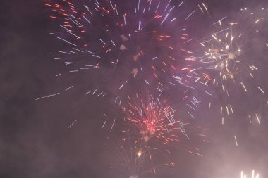 Gece gökyüzünde parlak havai fişekler Fotoğraf: Marty Jean-Louis