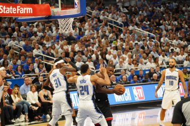 Orlando Magic 19 Nisan 2019 Cuma günü Orlando Florida 'daki Amway Arena' da düzenlenen NBA Playoff 1 'de Toronto Rapters' a ev sahipliği yapıyor. Fotoğraf: Marty Jean-Louis