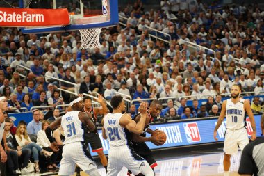 Orlando Magic 19 Nisan 2019 Cuma günü Orlando Florida 'daki Amway Arena' da düzenlenen NBA Playoff 1 'de Toronto Rapters' a ev sahipliği yapıyor. Fotoğraf: Marty Jean-Louis