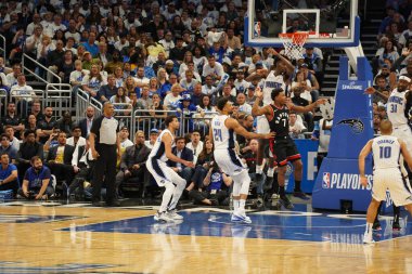Orlando Magic 19 Nisan 2019 Cuma günü Orlando Florida 'daki Amway Arena' da düzenlenen NBA Playoff 1 'de Toronto Rapters' a ev sahipliği yapıyor. Fotoğraf: Marty Jean-Louis