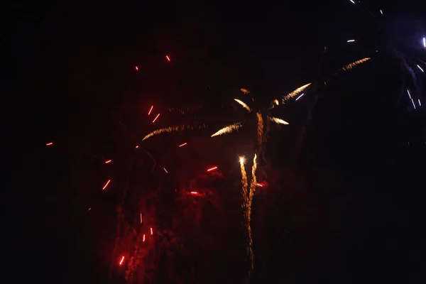 Bright Fireworks Night Sky — Stock Photo, Image