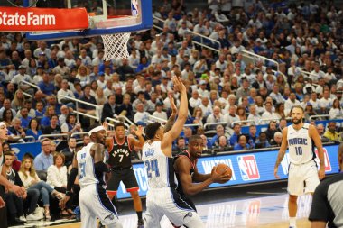 Orlando Magic 19 Nisan 2019 Cuma günü Orlando Florida 'daki Amway Arena' da düzenlenen NBA Playoff 1 'de Toronto Rapters' a ev sahipliği yapıyor. Fotoğraf: Marty Jean-Louis