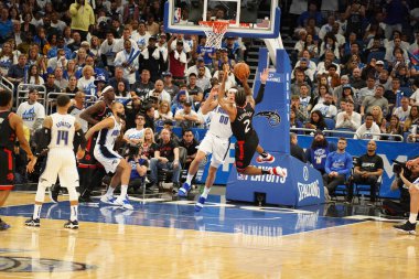 Orlando Magic 19 Nisan 2019 Cuma günü Orlando Florida 'daki Amway Arena' da düzenlenen NBA Playoff 1 'de Toronto Rapters' a ev sahipliği yapıyor. Fotoğraf: Marty Jean-Louis