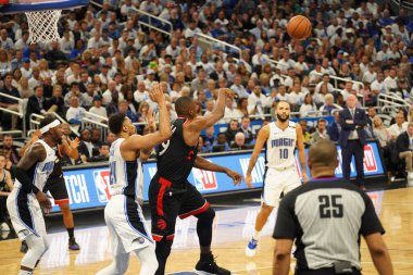 Orlando Magic 19 Nisan 2019 Cuma günü Orlando Florida 'daki Amway Arena' da düzenlenen NBA Playoff 1 'de Toronto Rapters' a ev sahipliği yapıyor. Fotoğraf: Marty Jean-Louis