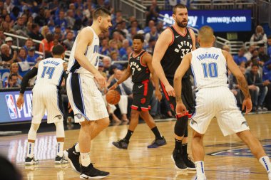Orlando Magic 21 Nisan 2019 tarihinde Orlando Florida 'daki Amway Arena' da oynanan NBA Playoff 1 'de Toronto Rapters' a ev sahipliği yapıyor. Fotoğraf: Marty Jean-Louis Fotoğraf: Marty Jean-Louis