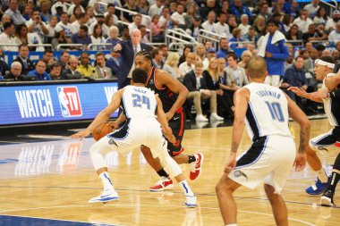 Orlando Magic 19 Nisan 2019 Cuma günü Orlando Florida 'daki Amway Arena' da düzenlenen NBA Playoff 1 'de Toronto Rapters' a ev sahipliği yapıyor. Fotoğraf: Marty Jean-Louis