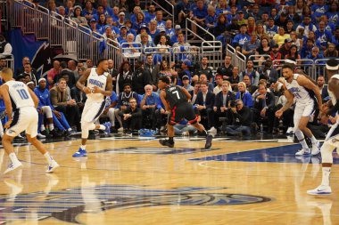Orlando Magic 21 Nisan 2019 tarihinde Orlando Florida 'daki Amway Arena' da oynanan NBA Playoff 1 'de Toronto Rapters' a ev sahipliği yapıyor. Fotoğraf: Marty Jean-Louis Fotoğraf: Marty Jean-Louis