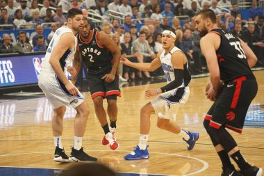 Orlando Magic 19 Nisan 2019 Cuma günü Orlando Florida 'daki Amway Arena' da düzenlenen NBA Playoff 1 'de Toronto Rapters' a ev sahipliği yapıyor. Fotoğraf: Marty Jean-Louis