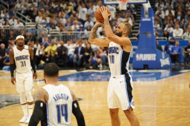 Orlando Magic 19 Nisan 2019 Cuma günü Orlando Florida 'daki Amway Arena' da düzenlenen NBA Playoff 1 'de Toronto Rapters' a ev sahipliği yapıyor. Fotoğraf: Marty Jean-Louis