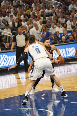 Orlando Magic 19 Nisan 2019 Cuma günü Orlando Florida 'daki Amway Arena' da düzenlenen NBA Playoff 1 'de Toronto Rapters' a ev sahipliği yapıyor. Fotoğraf: Marty Jean-Louis