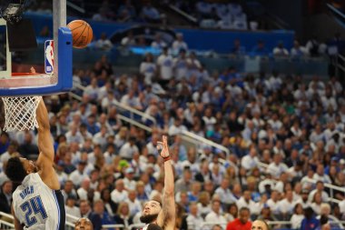 Orlando Magic 19 Nisan 2019 Cuma günü Orlando Florida 'daki Amway Arena' da düzenlenen NBA Playoff 1 'de Toronto Rapters' a ev sahipliği yapıyor. Fotoğraf: Marty Jean-Louis