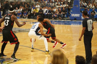 Orlando Magic 19 Nisan 2019 Cuma günü Orlando Florida 'daki Amway Arena' da düzenlenen NBA Playoff 1 'de Toronto Rapters' a ev sahipliği yapıyor. Fotoğraf: Marty Jean-Louis