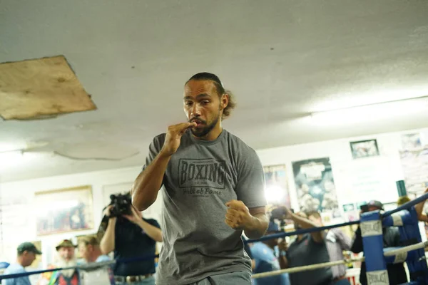 Boxer Keith One Time Thurman Ett Pressevenemang Hans Gym Innan — Stockfoto