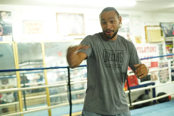 Boxeador Keith Una Vez Thurman Durante Evento Prensa Gimnasio Antes —  Fotos de Stock