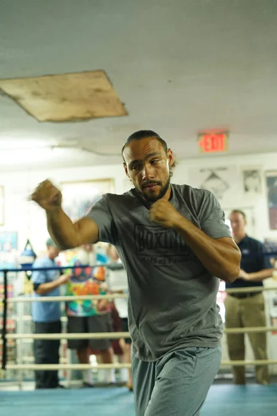 Boxer Keith One Time Thurman Tijdens Een Persconferentie Zijn Gym — Stockfoto