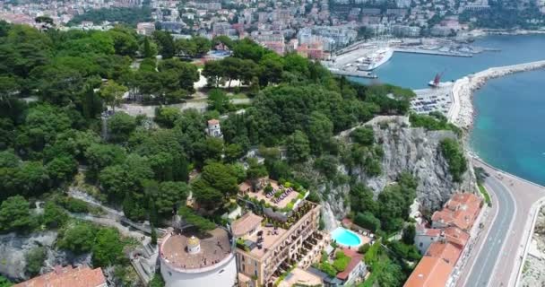 Images Aériennes Plage Ville Bord Mer Par Temps Nuageux — Video