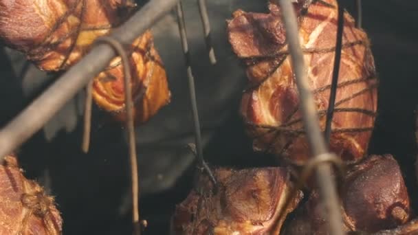 火腿是在家里烤的.很好吃的火腿 — 图库视频影像
