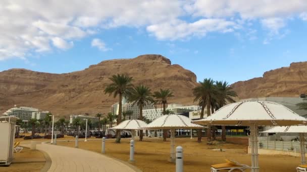 Ein Bokek, Israel - 1 de diciembre de 2019. Costa del Mar Muerto — Vídeo de stock