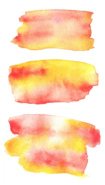 Sárga Piros Akvarell Sablonok Nyári Friss Papír Textúrák Használható Sablonként — Stock Fotó