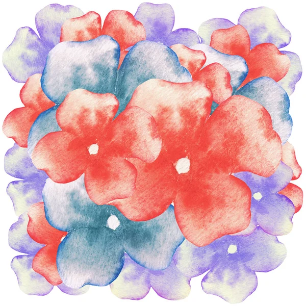 Vahşi Çiçeklerin Renkli Suluboya Çizimi Kart Duvar Kağıdı Kalıp Arkaplan — Stok fotoğraf