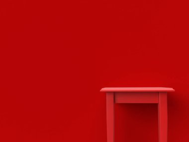 Kırmızı Matte Arkaplanındaki Asgari Kırmızı Boş Gerçekçi Masa Zarif Ürün Görünümü için Gölge Efektleri