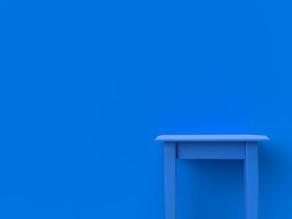 Mesa Realista Vacía Azul Minimalista Sobre Fondo Azul Mate Con — Foto de Stock