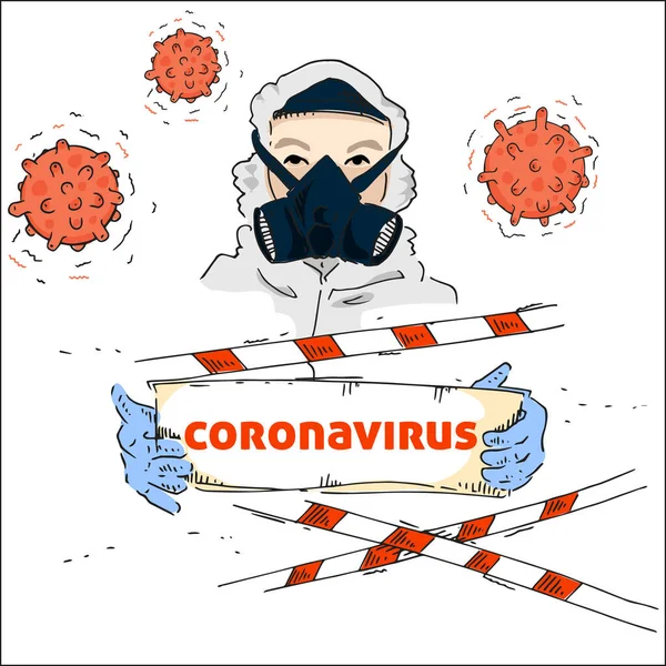 Beschermd Coronavirus Quarantaine Gebied Middel Tot Individuele Bescherming Preventie Van — Stockvector
