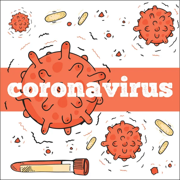 Collecte Coronavirus Éprouvette Type Virus Croquis Rapide Utiliser Dans Les — Image vectorielle