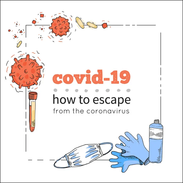Medel För Individuellt Skydd Och Förebyggande Koronavirusinfektion Coronavirus Och Desinfektionsmedel — Stock vektor