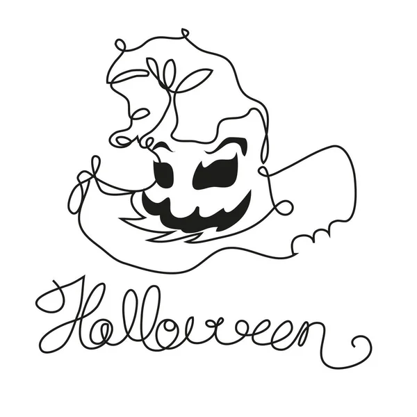 Képek Boszorkány Kalap Arccal Felirattal Halloween Line Art Style Levél — Stock Vector