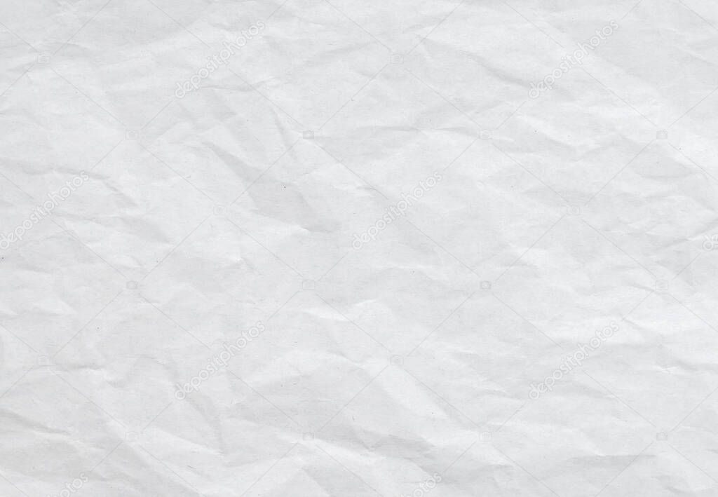 Wrinkled white paper texture for background or design