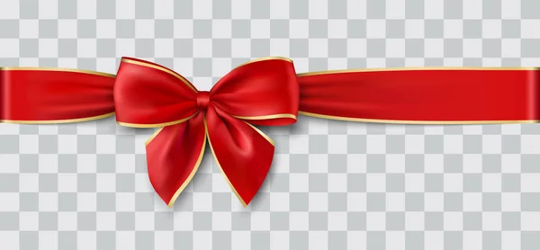 Cinta Roja Arco Con Oro Para Navidad Ilustración Vectorial — Vector de stock