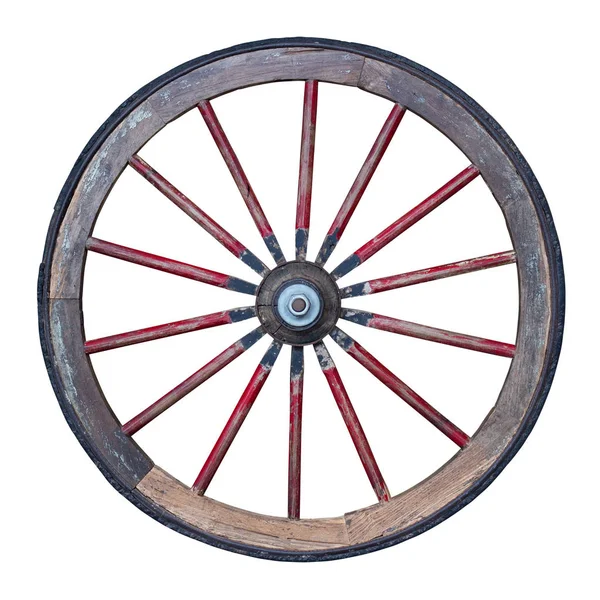 Wooden Wheel Isolated White Background Clipping Path Included — Stock Photo, Image