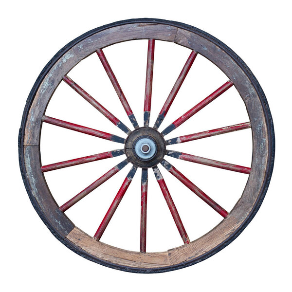 wooden wheel isolated on white background with clipping path included