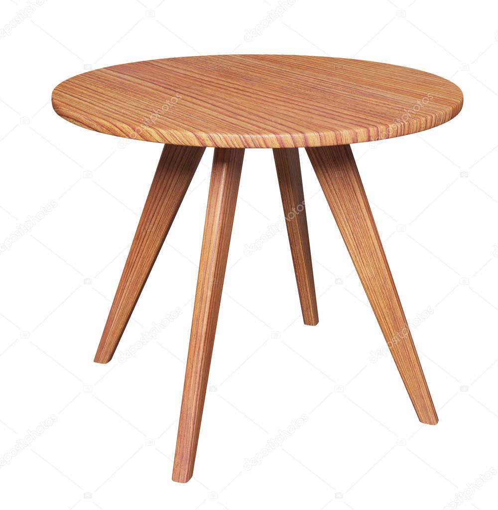 Round table isolated on white background with clipping path included. 3D render image.