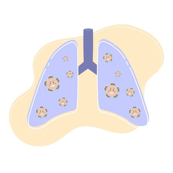 Pulmones Bronquios Sistema Respiratorio Microorganismos Virus Bacterias Patógenos Concepto Bronquitis — Vector de stock