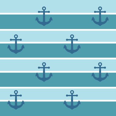 Kusursuz desen. Çizgili arka plan. Çapa, yat, deniz konsepti. Vektör.