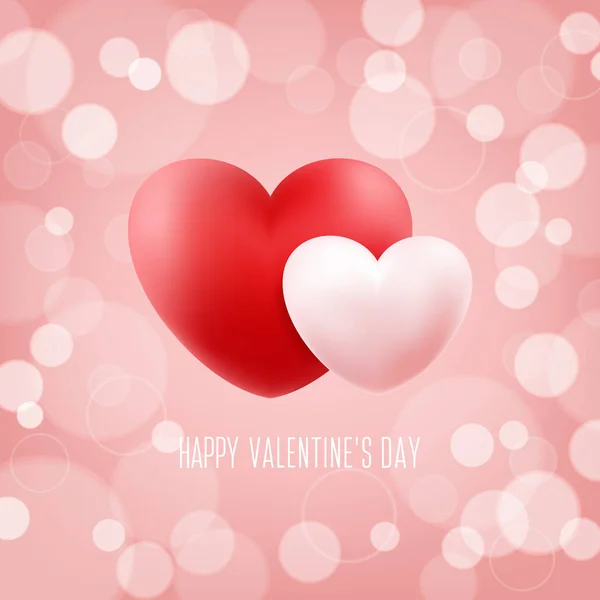 Glückliche Valentinstag Romantische Karte Mit Realistischen Herzen Februar Urlaubsgrüße Vektorillustration — Stockvektor