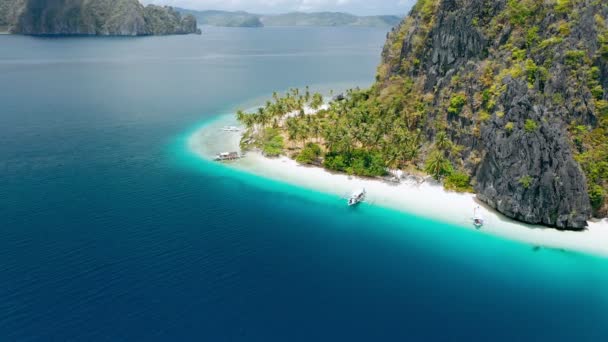 Antenn Drönare Bilder Tropiska Ipil Strand Pinagbuyutan Nido Palawan Filippiner — Stockvideo