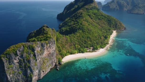 Luftaufnahme Von Dilumacad Oder Hubschrauber Tropische Insel Nido Palawan Philippinischen — Stockvideo