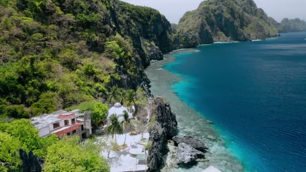 Légi Légy Felett Matinloc Szentély Mentén Partvonal Nido Palawan Fülöp — Stock videók